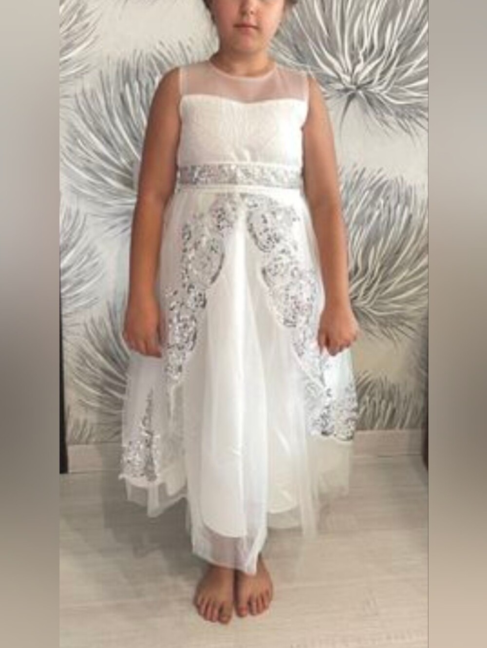White Girls' Lace & Tulle Party Dress